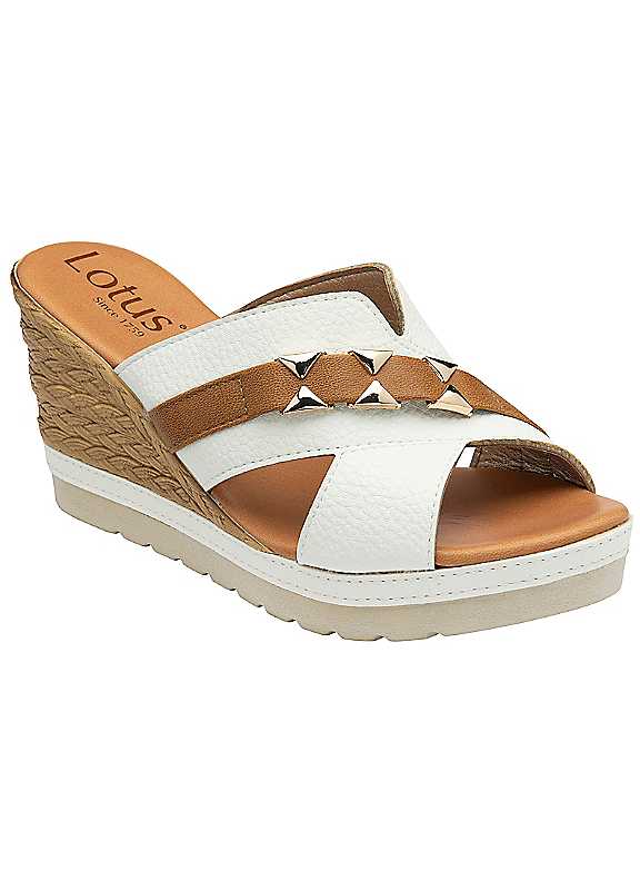 Lotus Women's White Barracuda Wedge Sandals Colour: : Size 7 - Image 3