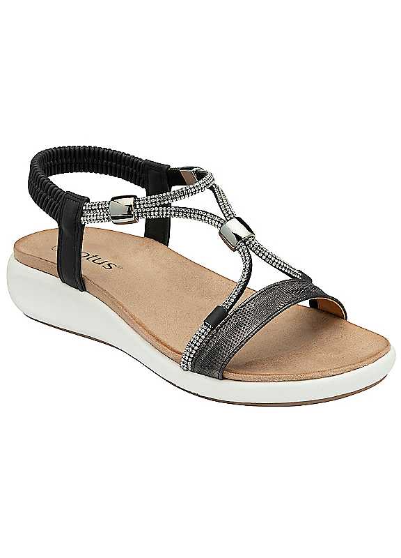 Lotus Women's Black 'Bruna' Slip-On Open-Toe Sandals In Size 6 - Image 5