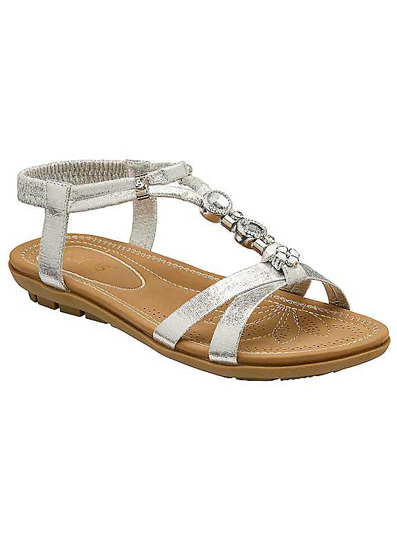 Lotus Women's Silver Daria Open-Toe Sandals