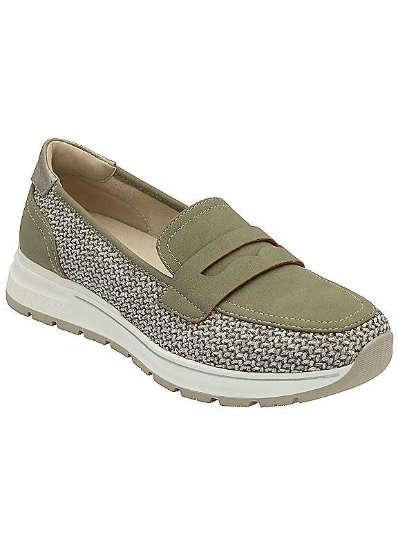 Lotus Florida Women's Loafers, Tan Textile Slip-on Shoes with 4cm Sole, Size 8 - Image 3