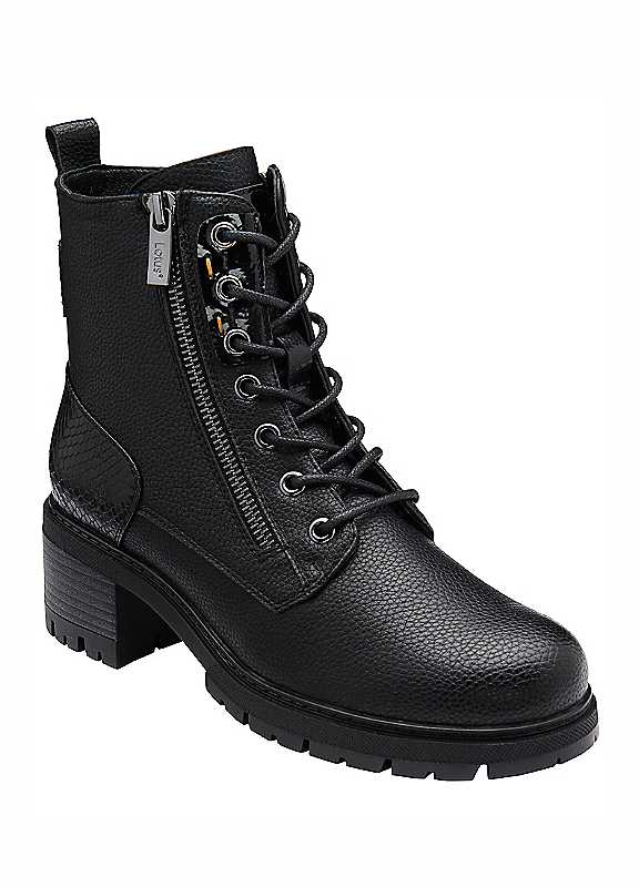 Lotus Women's Black Jazlyn Zip-Up Ankle Boots
