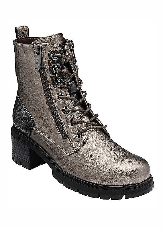 Lotus Women's Gunmetal Jazlyn Zip-Up Ankle Boots