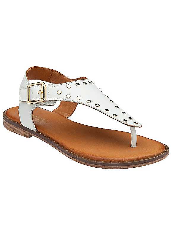 Lotus Women's 'Juanita' Leather Toe-Post Sandals in White | Size: 6.5 - Image 4