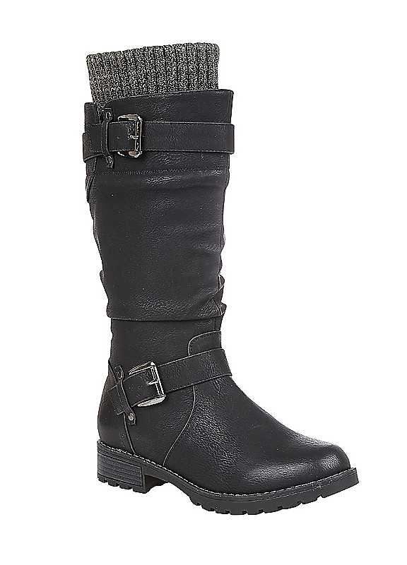 Lotus Black Juniper Knee High Boots