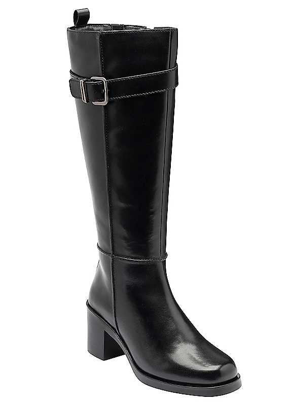 Lotus Liri Women's Knee High Leather Boots in Black Size 3 with 7cm Block Heel - Image 2