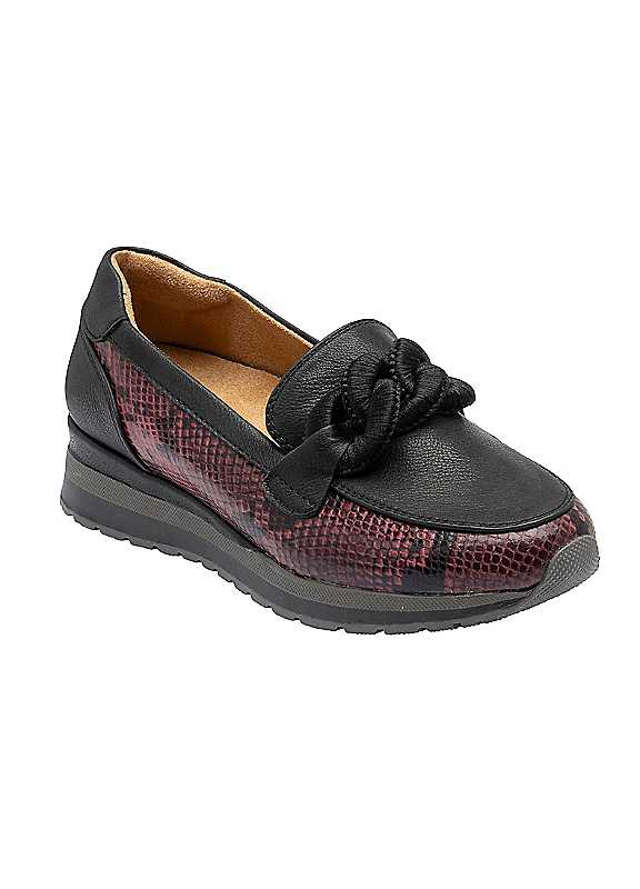 Lotus Women's Bordo/Snake Print Maybelle Loafers Colour: : Size 3 - Image 3