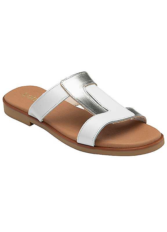 Lotus Women's Multicolor White & Silver 'Milena' Leather Mule Sandals | Size: 6 - Image 4