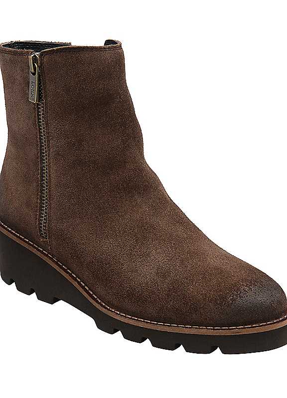 Lotus Women's Brown Olia Suede Zip-Up Ankle Boots