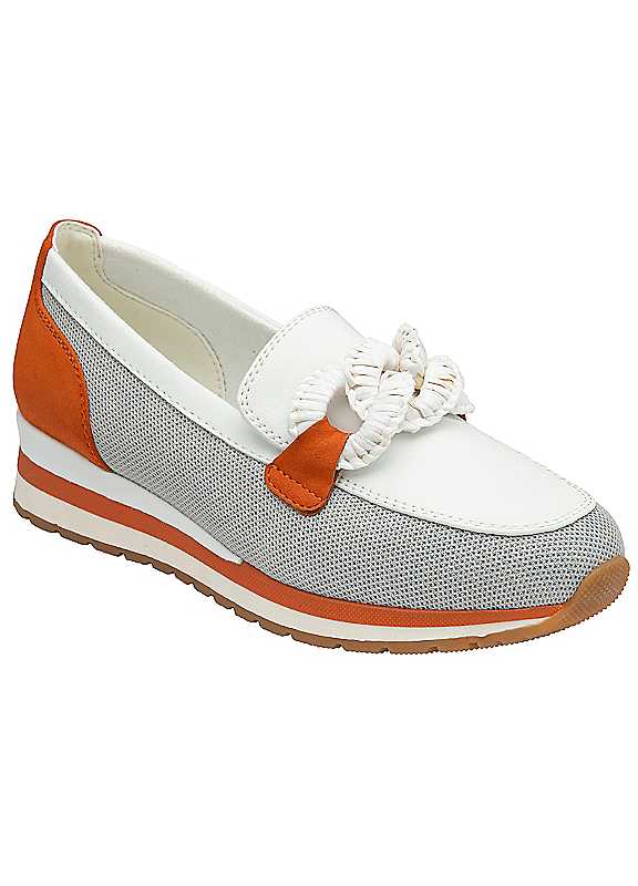Lotus Women's White/Orange Synth Lorrian Loafers Colour: : Size 6 - Image 2