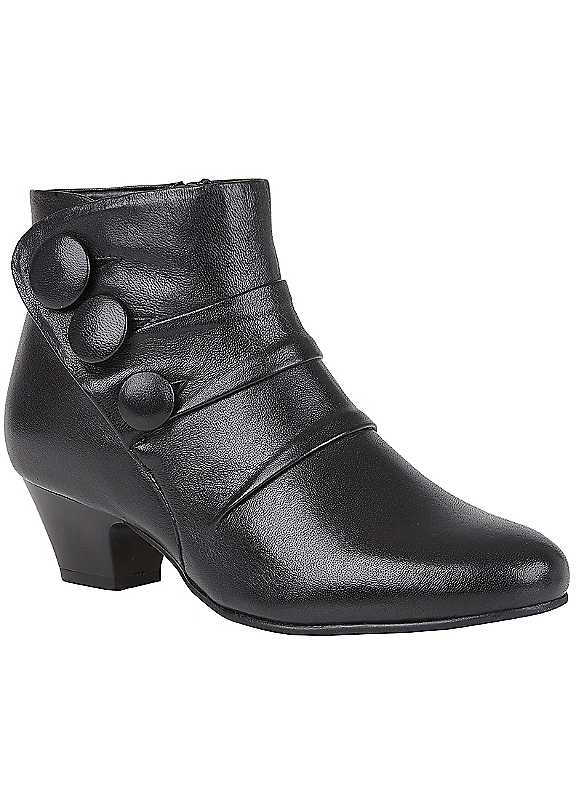 Lotus Women's Black Prancer Leather Ankle Boots
