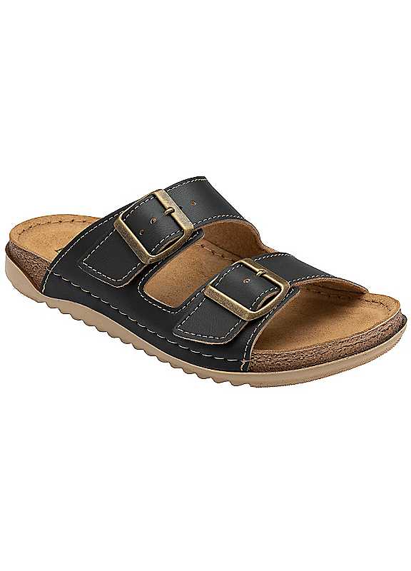 Lotus Women's 'Rome' Open-Toe Mule Sandals in Black | Size: 5 - Image 5