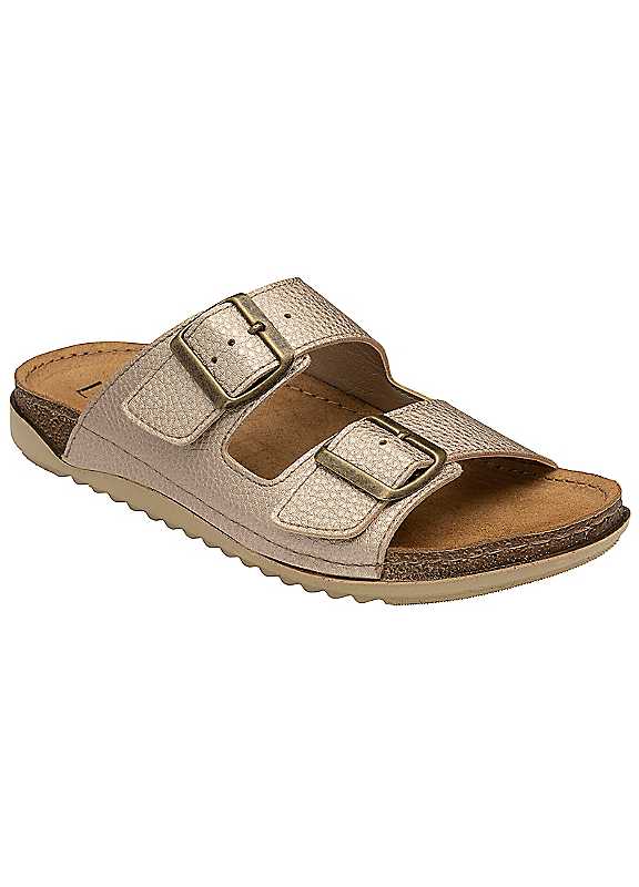Lotus Women's Gold 'Rome' Open-Toe Mule Sandals In Size 8 - Image 2