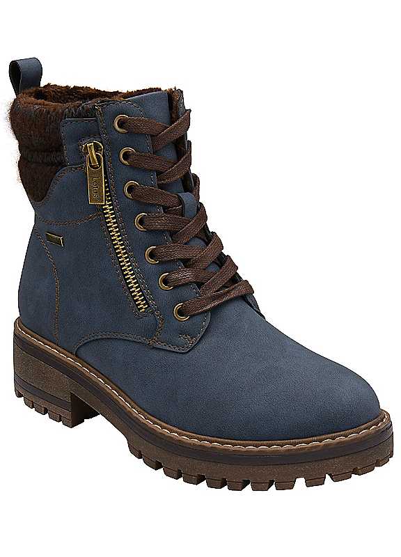Lotus Women's Blue Stefani Waterproof Ankle Boots