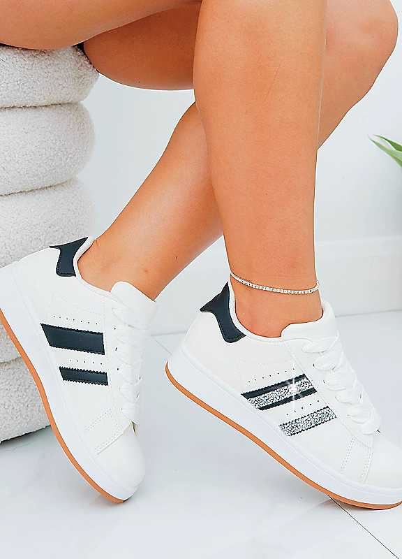 Love Lemonade White Crystal Stripe Trainers Limited Edition