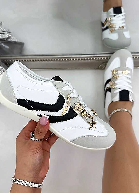 Love Lemonade Women's Sparkly Charm Horizon Trainers in White | Size: 8 - Image 2