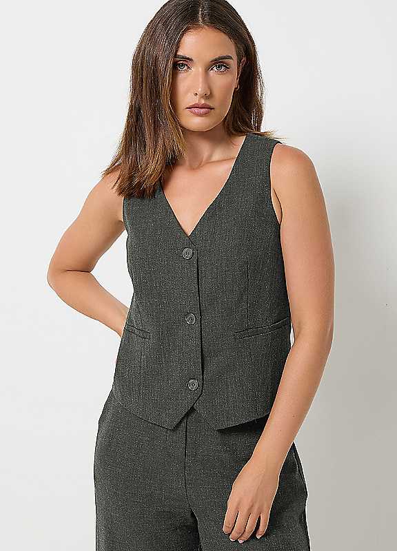 Long Tall Sally Women's Tall Brushed Waistcoat in Grey | Size: 18 - Image 2
