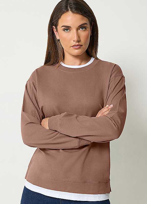 Long Tall Sally Women's Light Brown Tall Cotton Layered Top In | : Size 20 - Image 4
