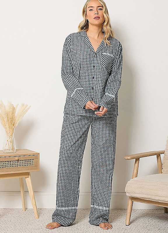 Long Tall Sally Women's Black Tall Cotton Pyjama Set In | Size: 8/10 - Image 2