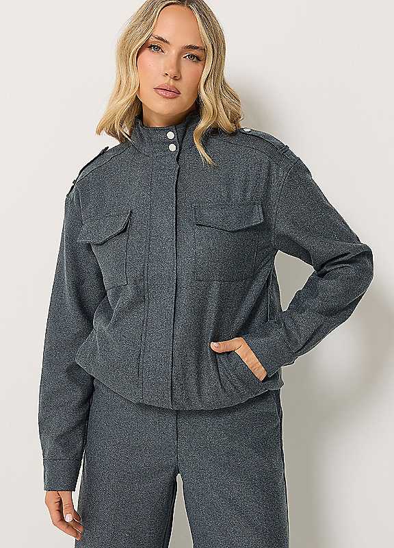 Long Tall Sally Women's Grey Tall Funnel Neck Jacket In Size 8 - Image 4