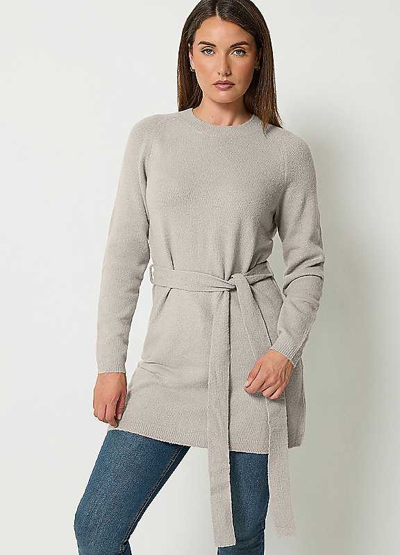 Long Tall Sally Women's Grey Lts Knitted Tunic Jumper