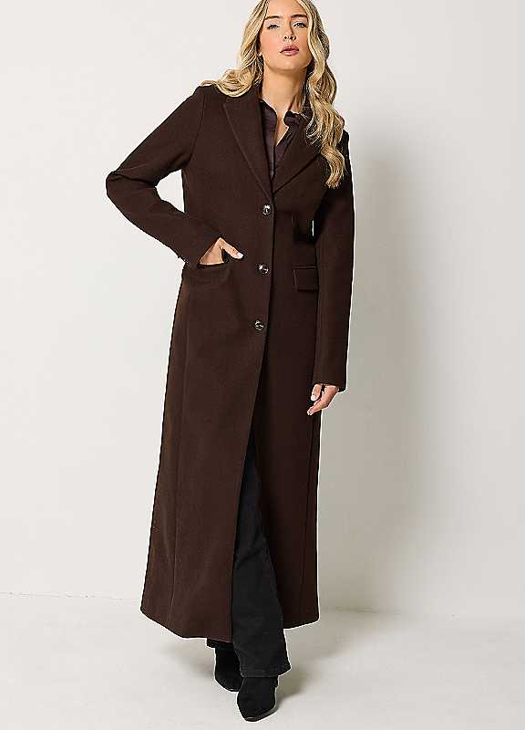 Lts Women's Brown Tall Chocolate Maxi City Coat Size 12 - Image 3