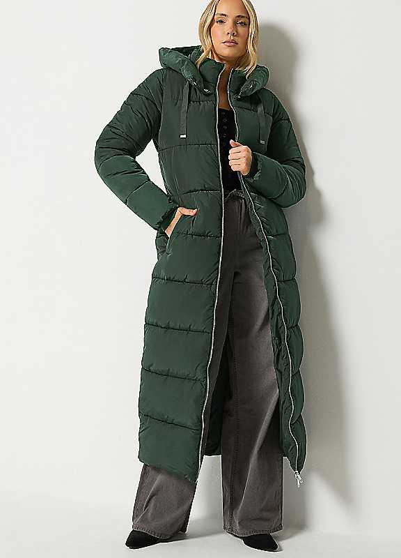 Long Tall Sally Women's Tall Padded Maxi Coat in Dark Green | Size: 12 - Image 3