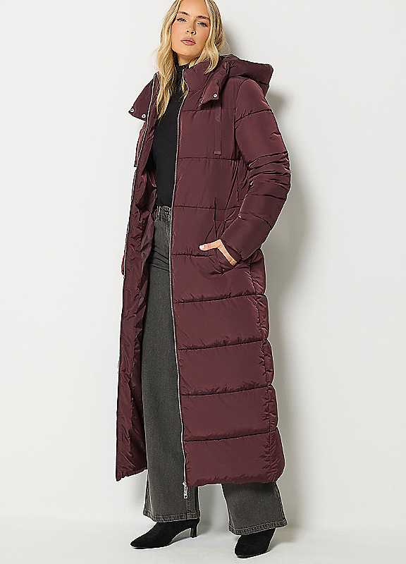 Long Tall Sally Women's Burgundy Tall Padded Maxi Coat In | Size: 10 - Image 3