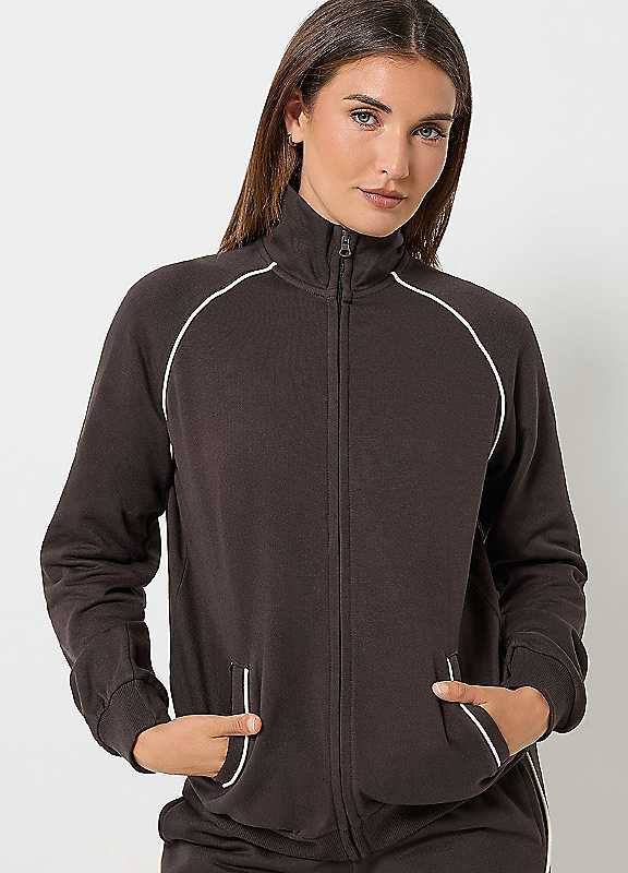 Long Tall Sally Women's Chocolate Tall Zip Through Sweatshirt In Size 16 - Image 2