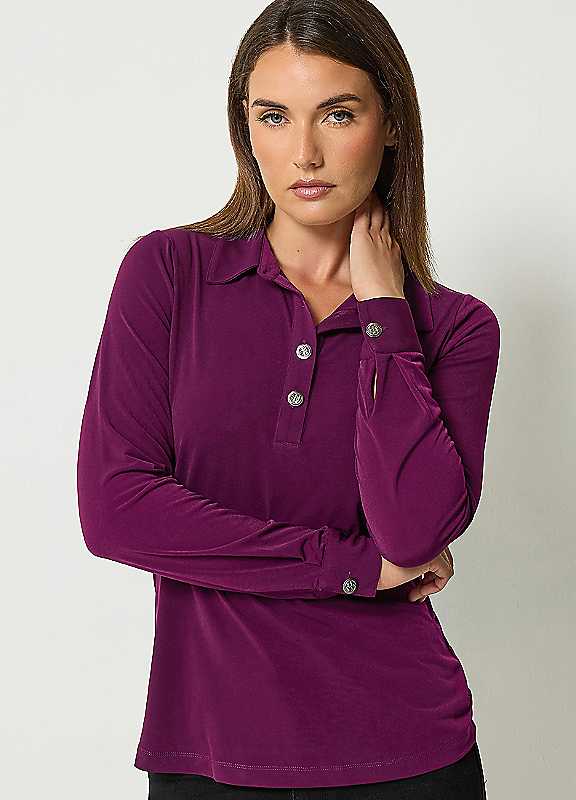 Long Tall Sally Women's Red Lts Placket Button Top
