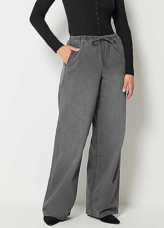Long Tall Sally Women's Tall Wide Leg Jeans in Grey | Size: 20L - Image 4
