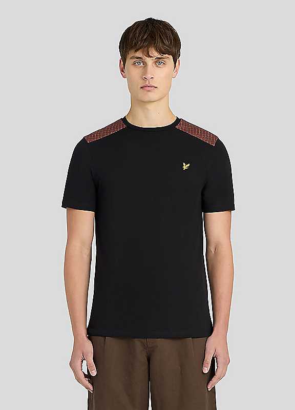 Lyle & Scott Check Panelled T-Shirt - Black - Image 4