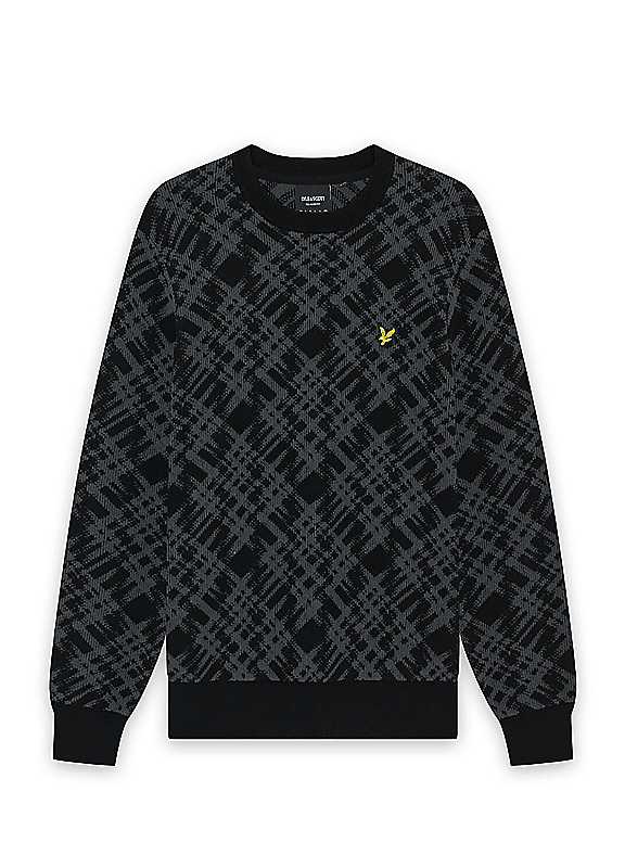 Lyle & Scott Jet Black Lyle Scott Ladder Tartan Jumper