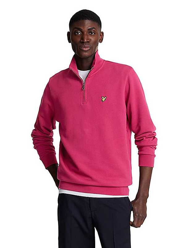 Lyle & Scott Men's Burgundy Lyle Scott Loopback Quarter Zip Sweatshirt Large