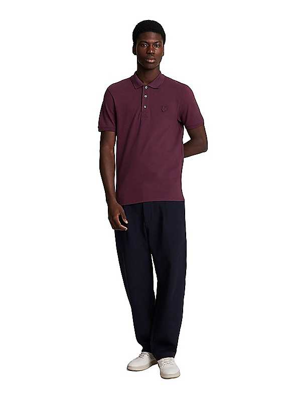 Lyle & Scott Men's Burgundy Lyle Scott Plain Polo Shirt Xxl