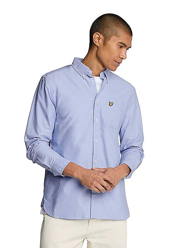 Lyle & Scott Men's Light Blue Lyle Scott Plain Oxford Shirt Small