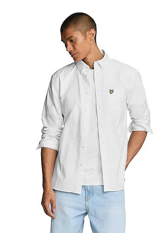 Lyle & Scott Men's White Lyle Scott Plain Oxford Shirt Extra Small