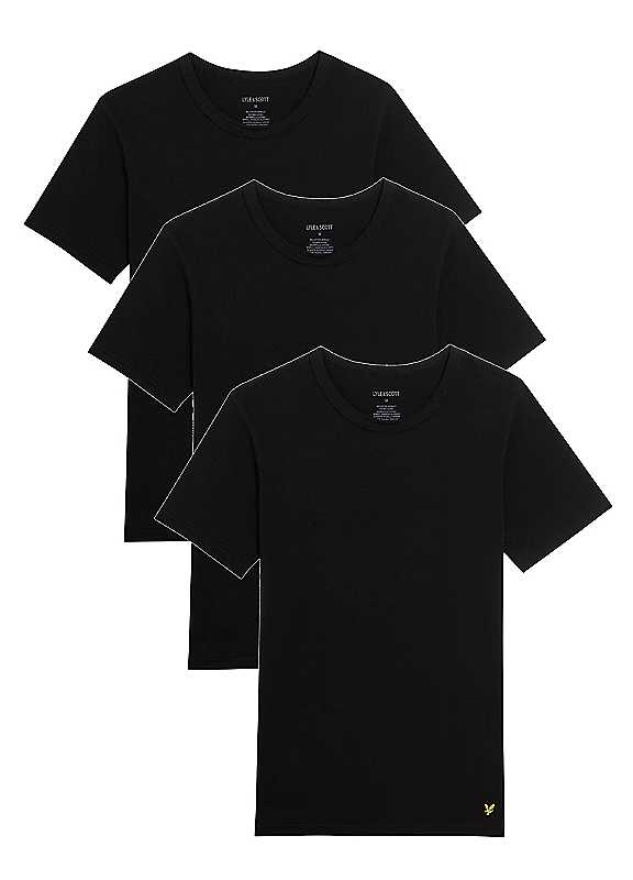 Lyle & Scott Men's Black Lyle Scott Pack Of 3 Basic Tshirts Large
