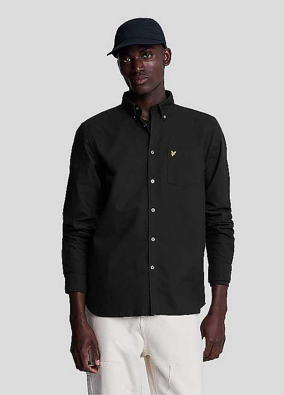 Lyle & Scott Jet Black Lyle Scott Plain Oxford Shirt Medium