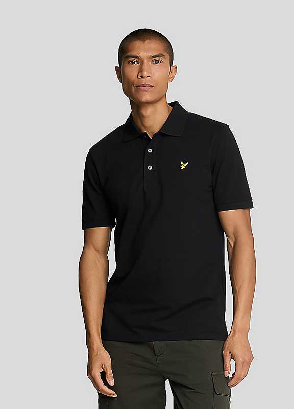 Lyle & Scott Jet Black Lyle Scott Plain Polo Shirt Small