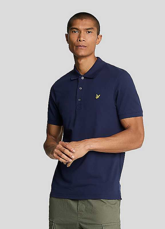 Lyle & Scott Navy Lyle Scott Plain Polo Shirt Small