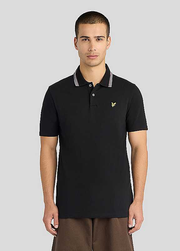 Lyle & Scott Jet Black Lyle Scott Tipped Track Polo