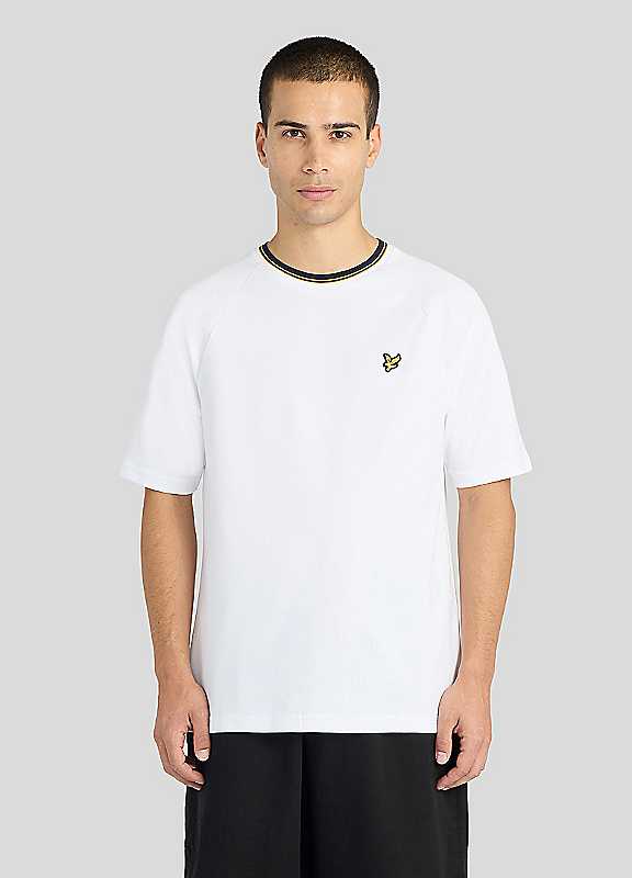 Lyle & Scott Tipped Track T-Shirt, White, Size L, Men - Image 3