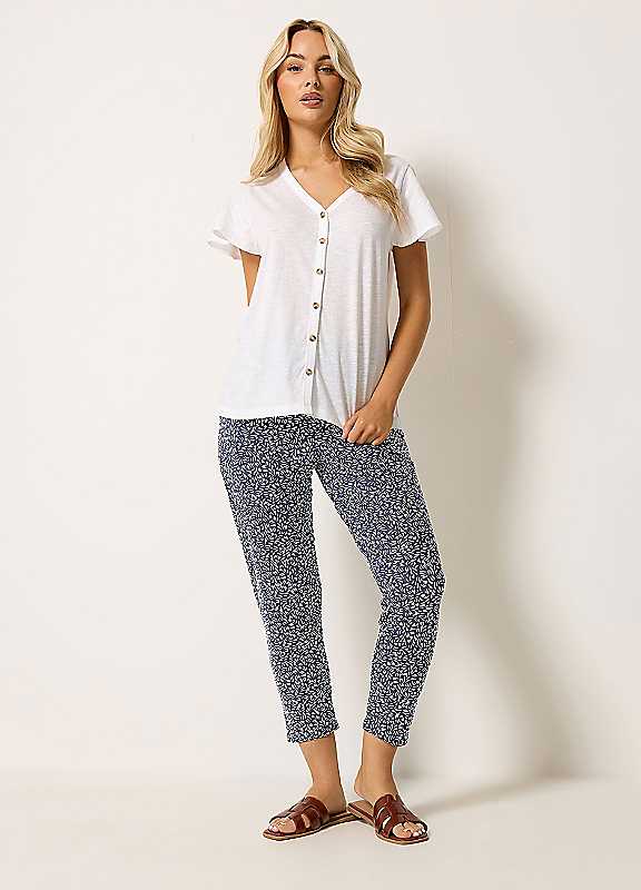 M&Co Women's Dark Navy Abstract Print Hareem Trousers In | : Large - Image 2