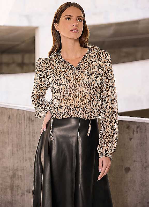 M&Co Women's Chiffon Blouse in Brown | Size: 16 - Image 6