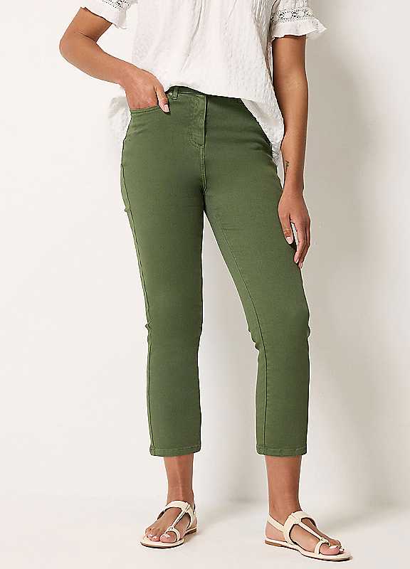 M&Co Women's Bottle Green Petite Ankle Grazer Jeans In | Size: 18 - Image 2