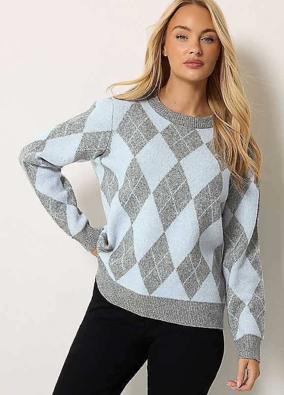 M&Co Blue Mco Argyle Jumper