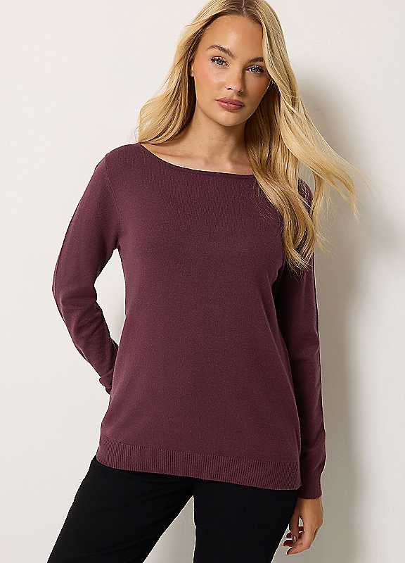 M&Co Red Mco Boat Neck Long Sleeve Jumper