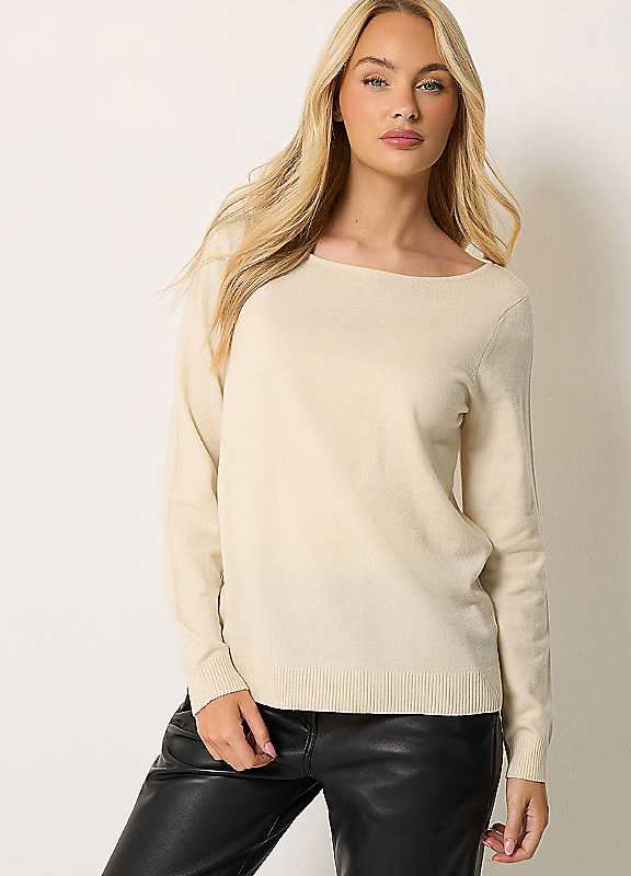M&Co Women's Cream Boat Neck Long Sleeve Jumper In | : 18/20 - Image 2