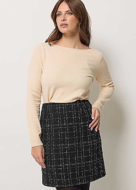 M&Co Black Mco Boucle A-Line Mini Skirt