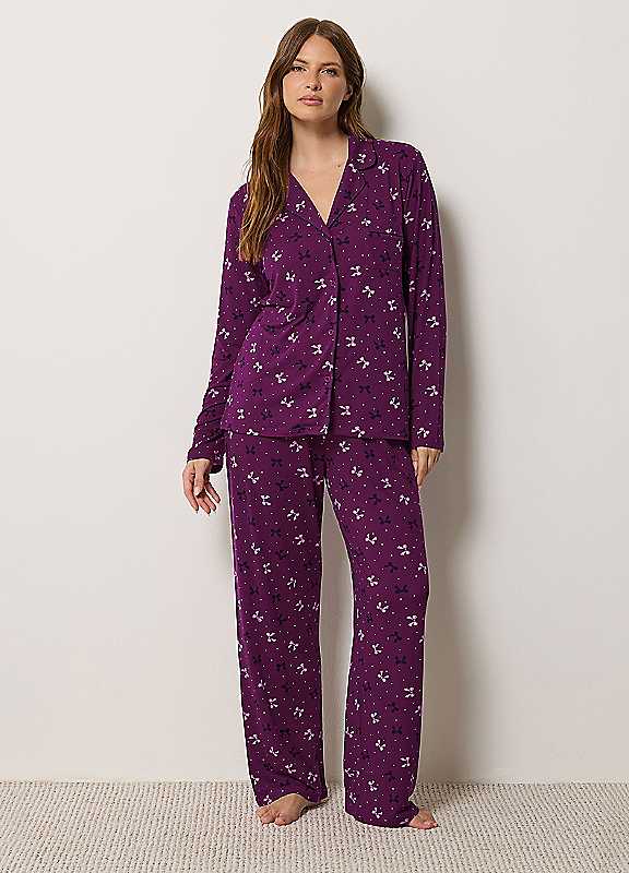 M&Co Women's Purple Soft Touch Pyjama Set In | Size: 10-12 - Image 3
